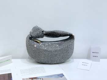 Uubags | Bottega Veneta Rhinestone Jodie Clutch In Silver 23x28x8cm