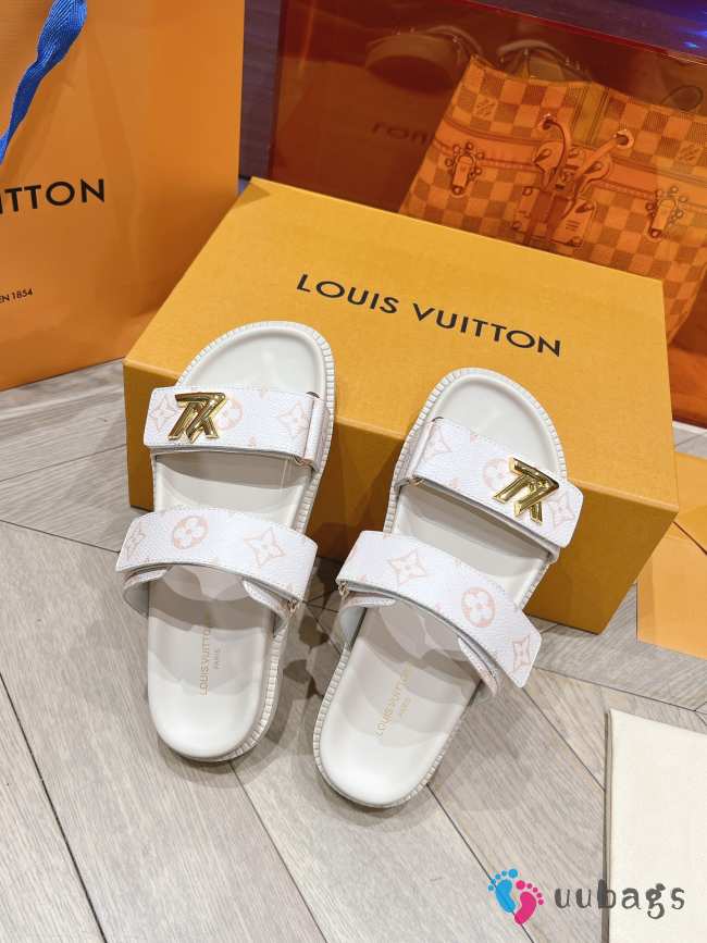 Uubags | Louis Vuitton 1AAW8H Bom Dia Flat Comfort Mules In White - 1