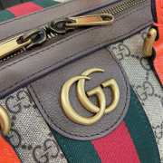 Uubags | Gucci Savoy medium duffle bag in bright orange and brown leather trim 44x28.5x24.5cm - 5