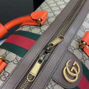 Uubags | Gucci Savoy medium duffle bag in bright orange and brown leather trim 44x28.5x24.5cm - 4