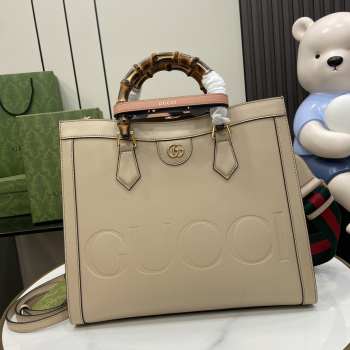 Uubags | Gucci Diana Tote Bag Double G In Beige Leather 27x24x11cm