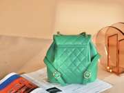 Uubags | Chanel Backpack Grained Shiny Calfskin & Gold-Tone Metal Coral Green 18x19x12cm - 2