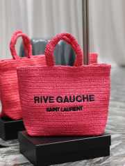 Uubags | YSL Rive Gauche Tote In Pink Raffia Bag 38x35x14.5cm - 1