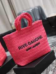 Uubags | YSL Rive Gauche Tote In Pink Raffia Bag 38x35x14.5cm - 6