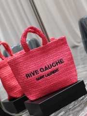 Uubags | YSL Rive Gauche Tote In Pink Raffia Bag 38x35x14.5cm - 4