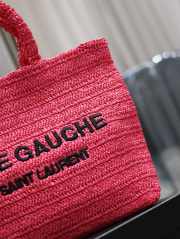 Uubags | YSL Rive Gauche Tote In Pink Raffia Bag 38x35x14.5cm - 3