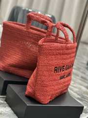 Uubags | YSL Rive Gauche Tote In Red Raffia Bag 38x35x14.5cm - 2