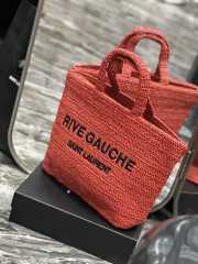 Uubags | YSL Rive Gauche Tote In Red Raffia Bag 38x35x14.5cm - 4