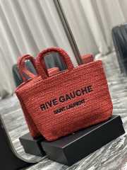 Uubags | YSL Rive Gauche Tote In Red Raffia Bag 38x35x14.5cm - 5