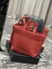 Uubags | YSL Rive Gauche Tote In Red Raffia Bag 38x35x14.5cm - 6