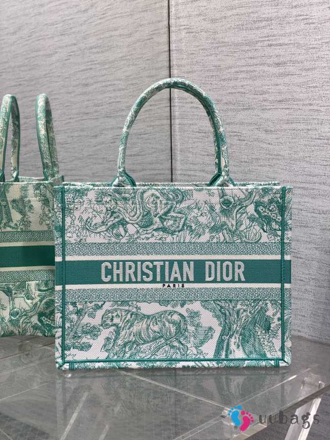 Uubags | Dior Toile De Jouy Canvas Book Tote Bag In Green 42x18x35cm - 1