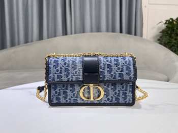 Uubags | Dior 30 Montaigne East-West Bag with Chain Denim leather 21x12x6cm