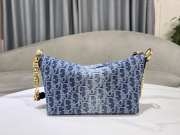 Uubags | Dior Oblique Diorstar hobo bag with chain denim in blue jacquard 28.5x14.5x10cm - 4