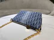 Uubags | Dior Oblique Diorstar hobo bag with chain denim in blue jacquard 28.5x14.5x10cm - 2