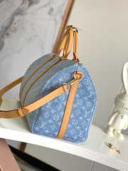 Uubags | Louis Vuitton M25334 Keepall Bandoulière bag in Sky Blue Denim 45x27x20cm  - 6