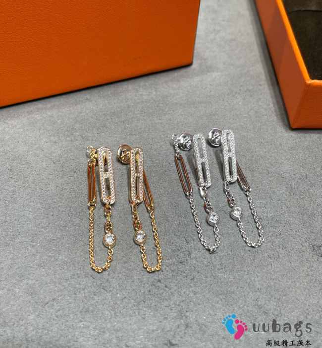 Uubags | Hermes Chaine d'ancre Chaos earrings in rose gold set with diamonds - 1