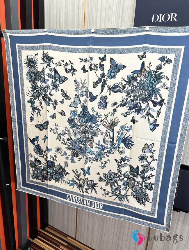 Uubags | Dior Toile de Jouy Mexico 90 Square Scarf In Blue 90x90cm - 1