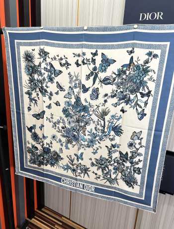 Uubags | Dior Toile de Jouy Mexico 90 Square Scarf In Blue 90x90cm