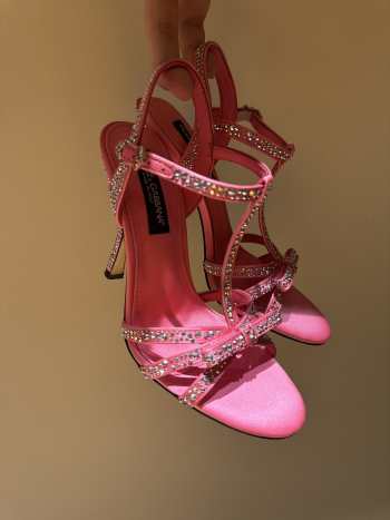 Uubags | Dolce & Gabbana Crystal-Embellished Silk Blend Heels In Pink