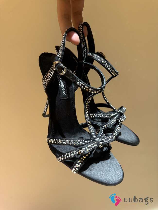 Uubags | Dolce & Gabbana Crystal-Embellished Silk Blend Heels In Black - 1