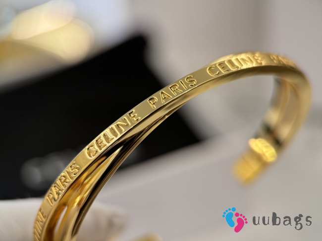 Uubags | Celine Paris Double Thin Cuff In Brass With Gold Finish Gold - 1