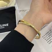 Uubags | Celine Paris Double Thin Cuff In Brass With Gold Finish Gold - 3