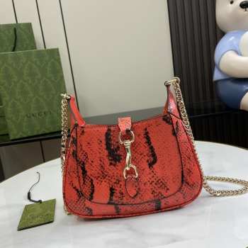 Uubags | Gucci Jackie Notte Orange Python Leather Mini Bag 19.5x18x3.5cm