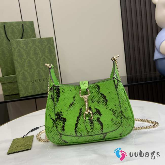 Uubags | Gucci Jackie Notte Electric Green Python Leather Mini Bag 19.5x18x3.5cm - 1