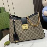 Uubags | Gucci Padlock black and ebony GG Supreme canvas shoulder bag 32.5x24x5.5cm - 1