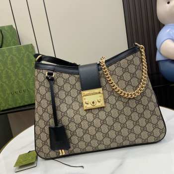 Uubags | Gucci Padlock black and ebony GG Supreme canvas shoulder bag 32.5x24x5.5cm