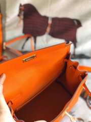 Uubags | Hermes Kelly Ado leather Togo backpack in orange 22cm - 5