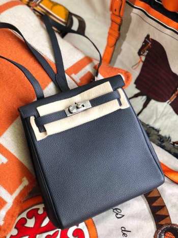 Uubags | Hermes Kelly Ado leather Togo backpack in black 22cm