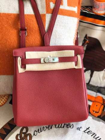 Uubags | Hermes Kelly Ado leather Togo backpack in red 22cm