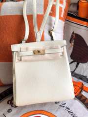 Uubags | Hermes Kelly Ado leather Togo backpack in white with gold buckle 22cm - 1