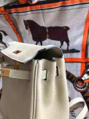 Uubags | Hermes Kelly Ado leather Togo backpack in white with gold buckle 22cm - 3