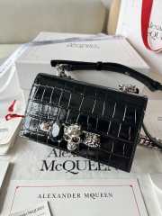 Uubags | Alexander McQueen gemstone bag in black with silver buckle 17.5x9.5x4cm - 1