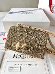 Uubags | Alexander McQueen Jewelled Satchel gold crystal-embellished leather bag 18x12x6cm - 1