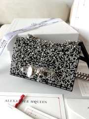 Uubags | Alexander McQueen Jewelled Satchel black crystal-embellished leather bag 18x12x6cm - 1