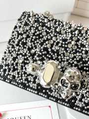 Uubags | Alexander McQueen Jewelled Satchel black crystal-embellished leather bag 18x12x6cm - 3