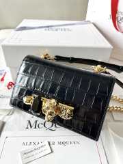 Uubags | Alexander McQueen gemstone bag in black with gold buckle 17.5x9.5x4cm - 5