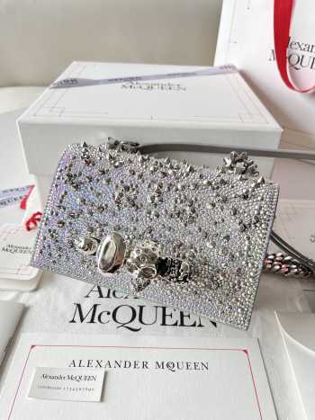 Uubags | Alexander McQueen Jewelled Satchel White crystal-embellished leather bag 18x12x6cm