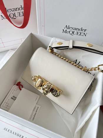 Uubags | Alexander McQueen Jewelled Satchel In White Bag With Gold Buckle 18x12x6cm