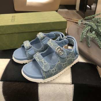 Uubags | Gucci Blue Double G Denim & Leather Sandal For Children