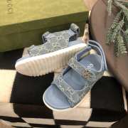 Uubags | Gucci Blue Double G Denim & Leather Sandal For Children - 4