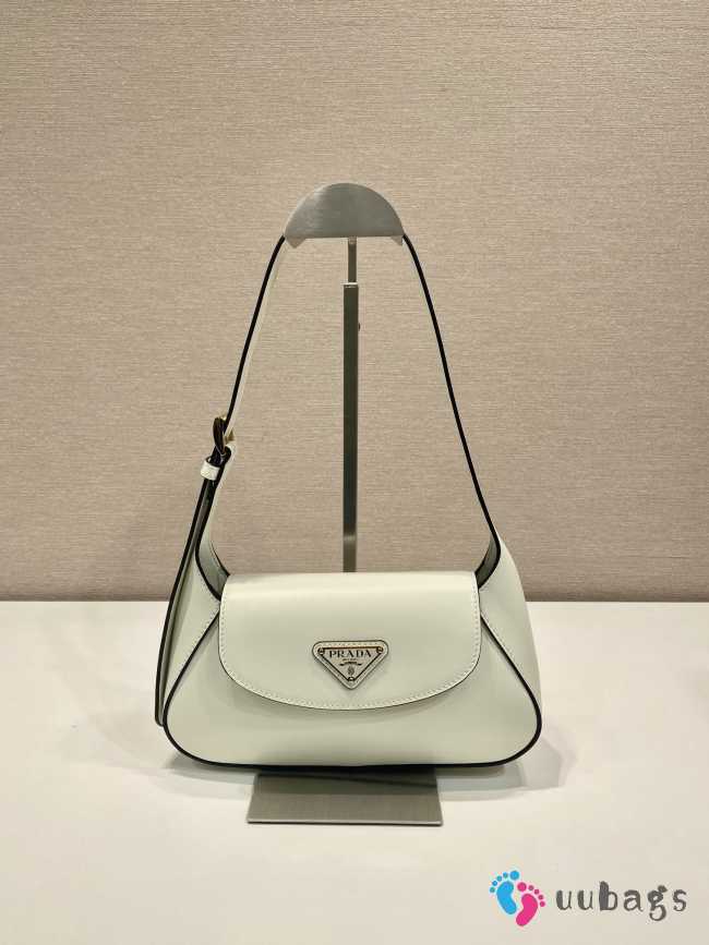 Uubags | Prada 1BD358 Small leather shoulder bag in white 25x5cm - 1