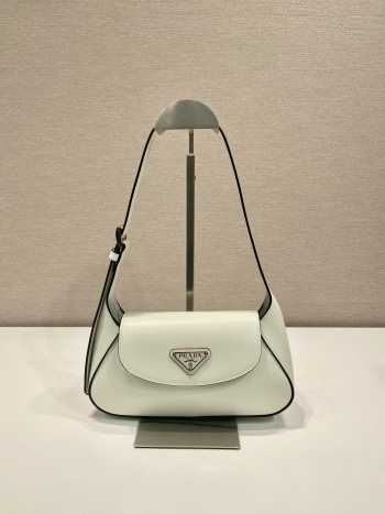 Uubags | Prada 1BD358 Small leather shoulder bag in white 25x5cm