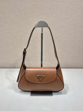 Uubags | Prada 1BD358 Small leather shoulder bag in brown 25x5cm