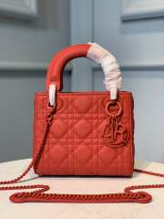 Uubags | Lady Dior Mini Bag Red Ultramatte Cannage Calfskin 17x15x7cm  - 1