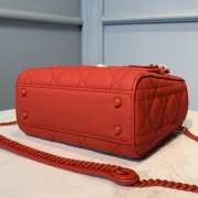 Uubags | Lady Dior Mini Bag Red Ultramatte Cannage Calfskin 17x15x7cm  - 2