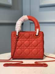 Uubags | Lady Dior Mini Bag Red Ultramatte Cannage Calfskin 17x15x7cm  - 5